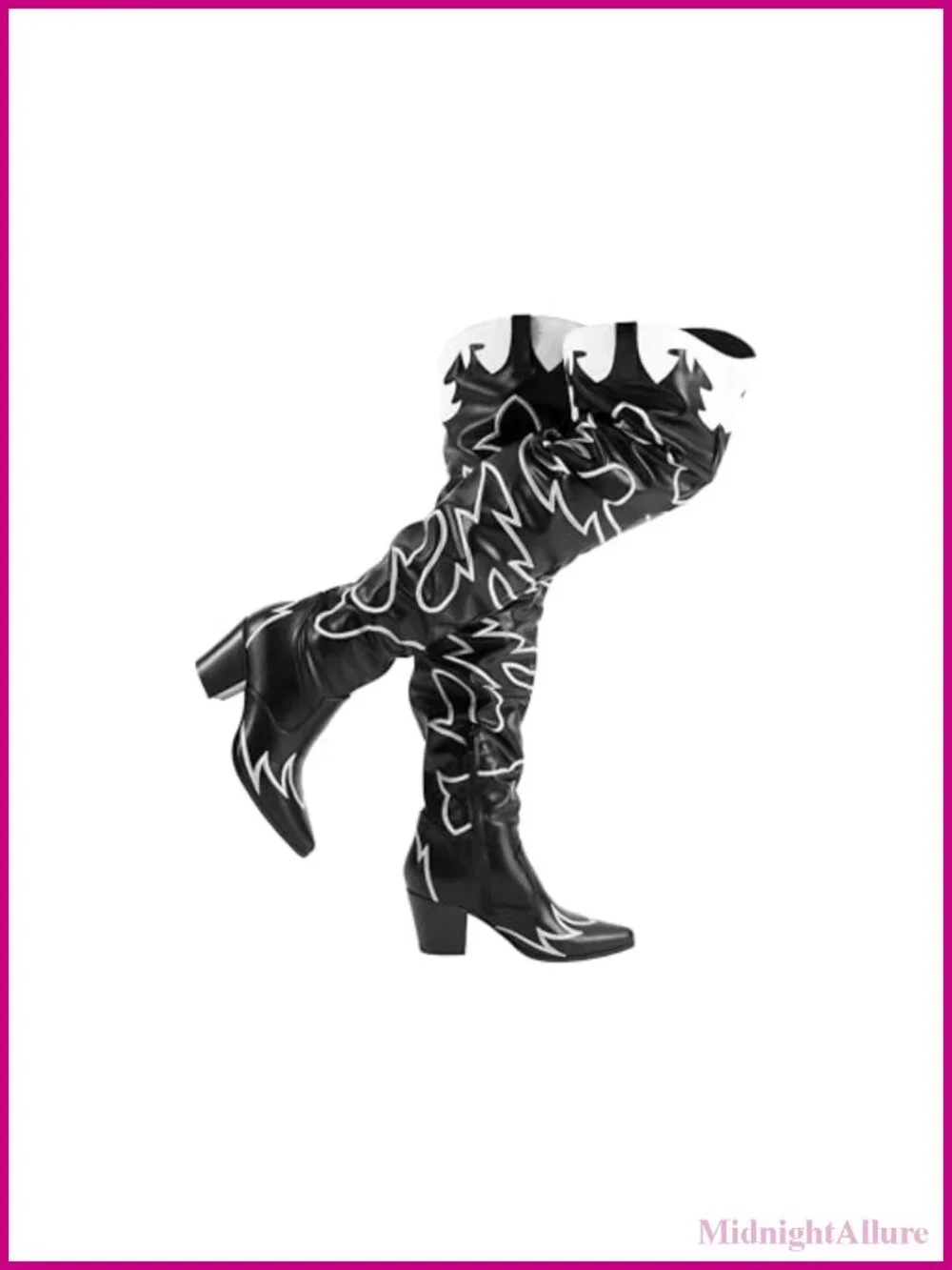 Women's Over The Knee Cowboy Boots Faux Leather Slouchy Heeled Pointed Toe
